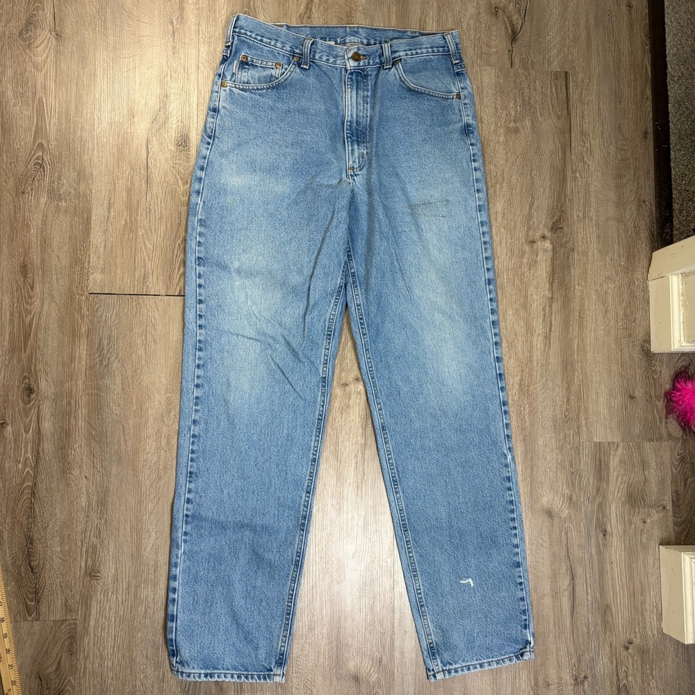 VTG Carhartt Mens Jeans 36x36 (Fits 36x35) 100% Cotton Light Wash Stone Tapered